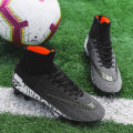 【selevn roind】 ZHENZU Size 35-45 Men Boys Soccer Shoes Football Boots High Ankle Kids Cleats Training Sport Sneakers Football Shoes.