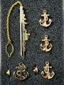 Marine/Naval Ship Tie Clip + Cufflinks + Anchor Pin 4ps Set Brooch For Men Suit/Shirt Fashion Accessories. 