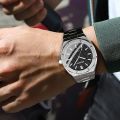 BINBONG Fashion Casual Men Watches Big Dial Silver Stainless Steel Calendar Quartz Wristwatch Classic Top Brand Male Clock B0233. 