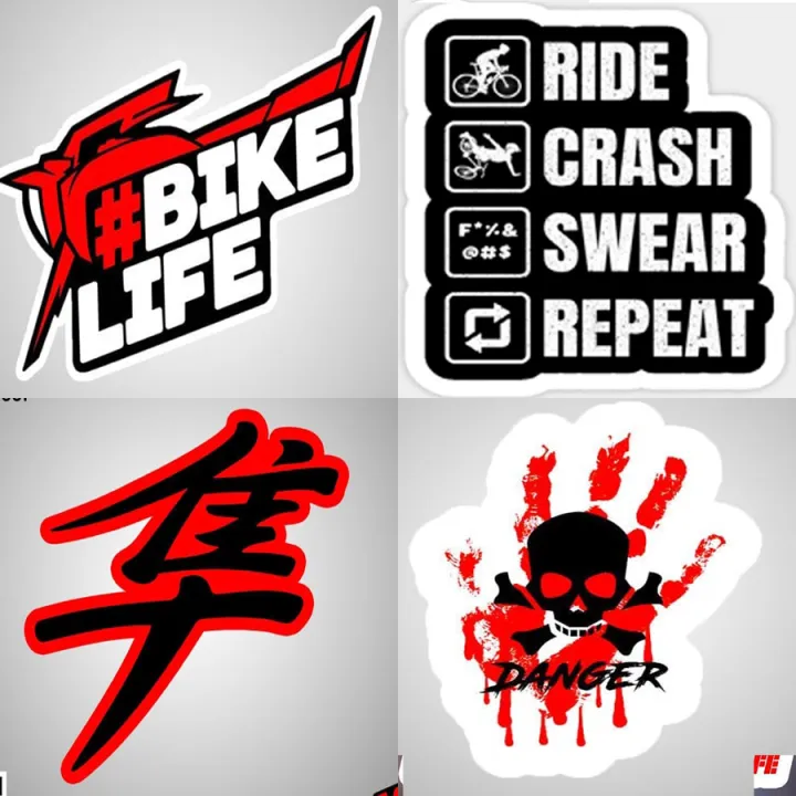 4 pcs waterproof vinyl sticker For bike sticker combo size 3 inch ...