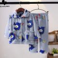 New Kids Boys Girls Autumn Winter Soft Flannel Pajamas Sets Cartoon Long Sleeve Lapel Tops with Pants Pyjamas Sleepwear Clothing. 