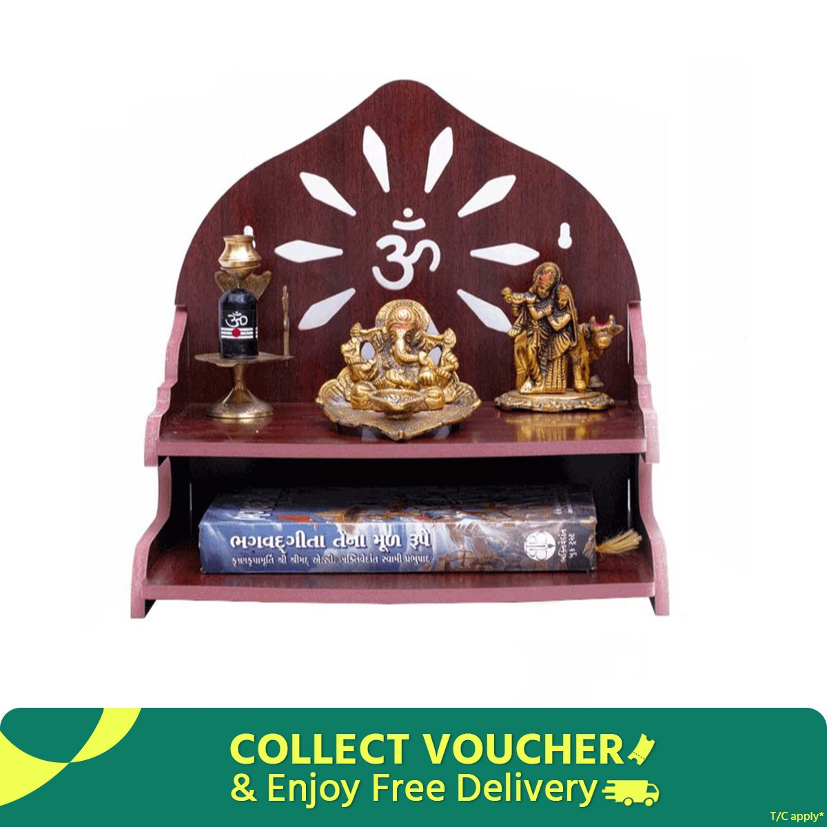 12*12*8 Inch Wall Mount Home Decor Singhasan Temple, Vagoban Ashon Mandir, Hindu Religious God stand for Living Room, Shop & Office