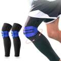 Yoomee 1 Pcs Nylon Sports Silicone Long Basketball Knee Pads Crashproof Patella Support Sports Fitness Volleyball Soccer Leg Sleeve Kneepad Protection Pressure Protection.