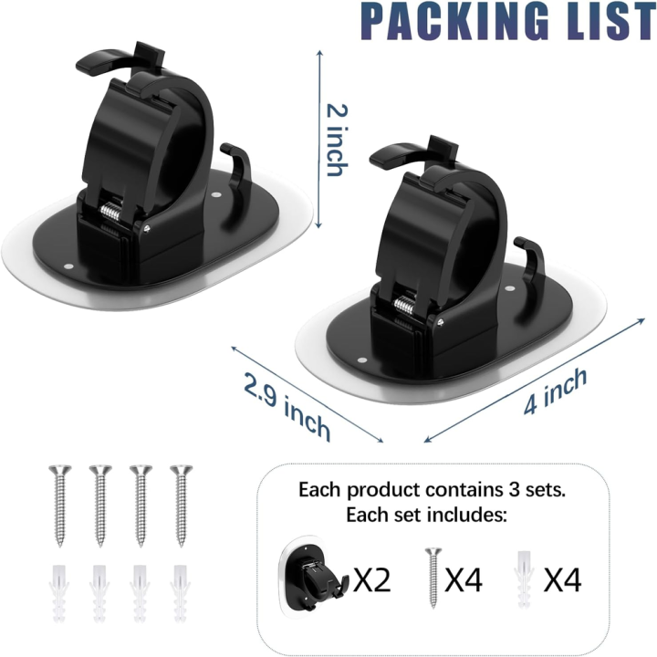Self Adhesive Curtain Rod Brackets Removable ABS 2PCS Rod Holders Nail Free Adjustable Adhesive Hooks for Home Decor Rental Apartments DIY Enthusiasts Window Treatment Quick Setup