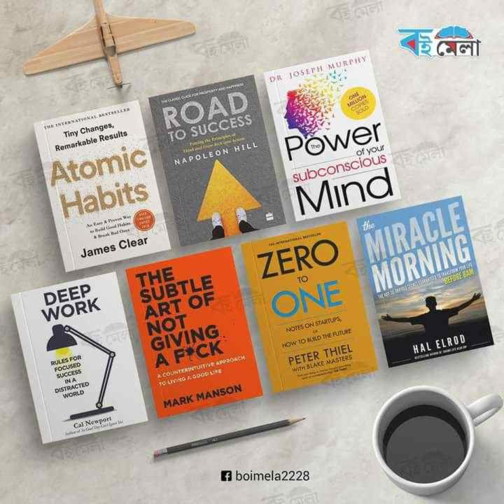 7 Motivations Books (Atomic Habits,Road To Success, The Power Of Subconscious Mind, Deep work, The Subtle Art,Zero To One,The Miracle Morning)