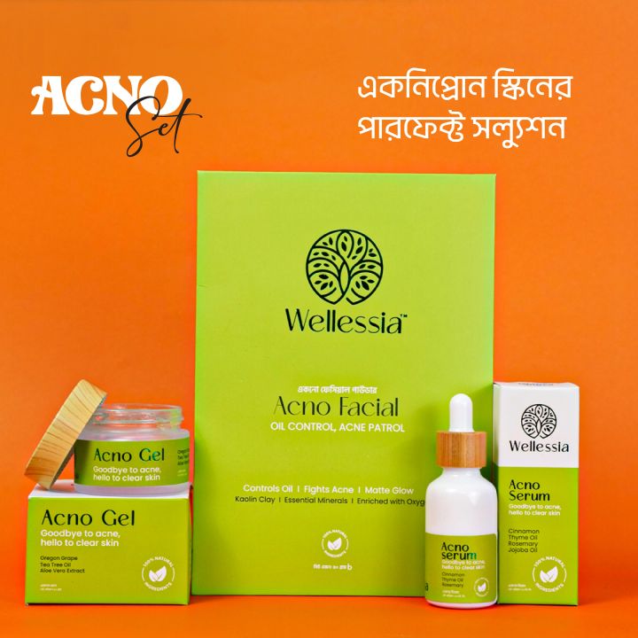 Wellessia Acno Skincare Set – Facial, Serum & Gel | Anti-Acne, Oil Control & Clear Skin
