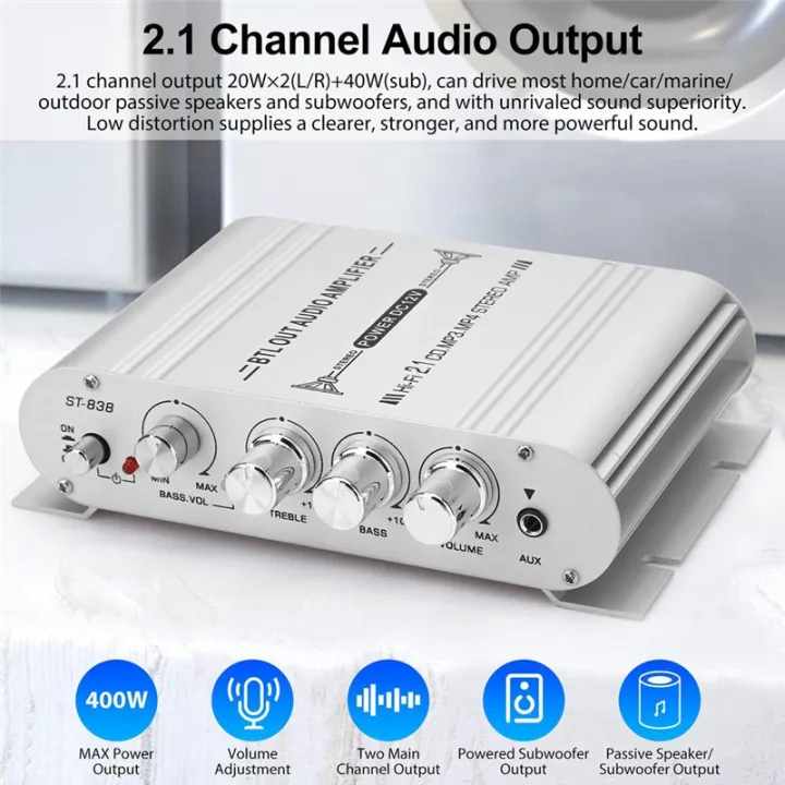 Car%20Stereo%20Amplifier%20Speaker%20Hifi%20Power%202.1%20Channel%20Home%20Subwoofer%20Audio%20Output%2012V%20Audio%20System%20Easy%20to%20Use%20Silver%20-%20Image%204
