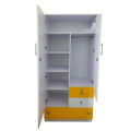 2 Door Multipurpose Almirah for Bedroom with Locker Drawers Hanging space Or Clothes storage Shelve - White + Yellow. 