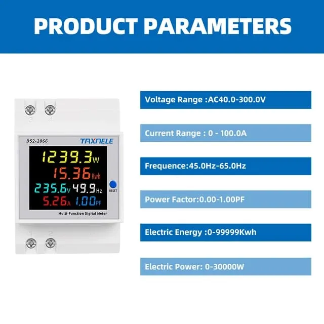 TAXNELE%206%20IN1%20Display%20D52-2066%20Smart%20Meter%20AC40-300V%20Built-in%20CT%20Monitor%20Voltage%20Current%20Power%20KWH%20Electric%20Frequency%20Meter%20-%20Image%204