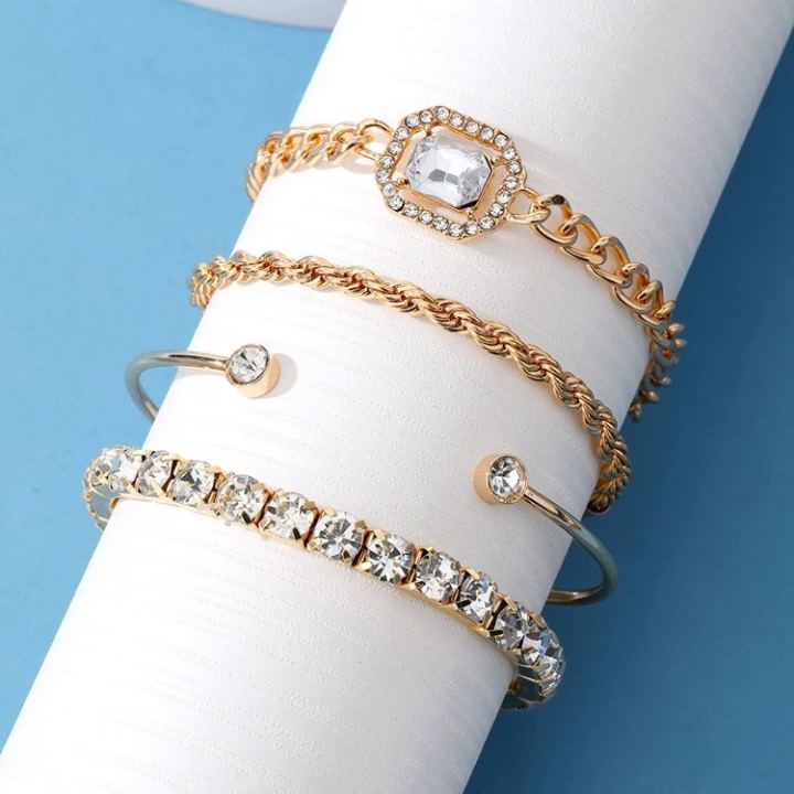 4Pcs/set%20Retro%20Bracelet%20for%20Women%20Girls%20Crystal%20Shiny%20Adjustable%20Opening%20Chain%20Bracelets%20Punk%20Bangle%20Charm%20Bracelets%20Jewelry%20Gift%20-%20Image%205