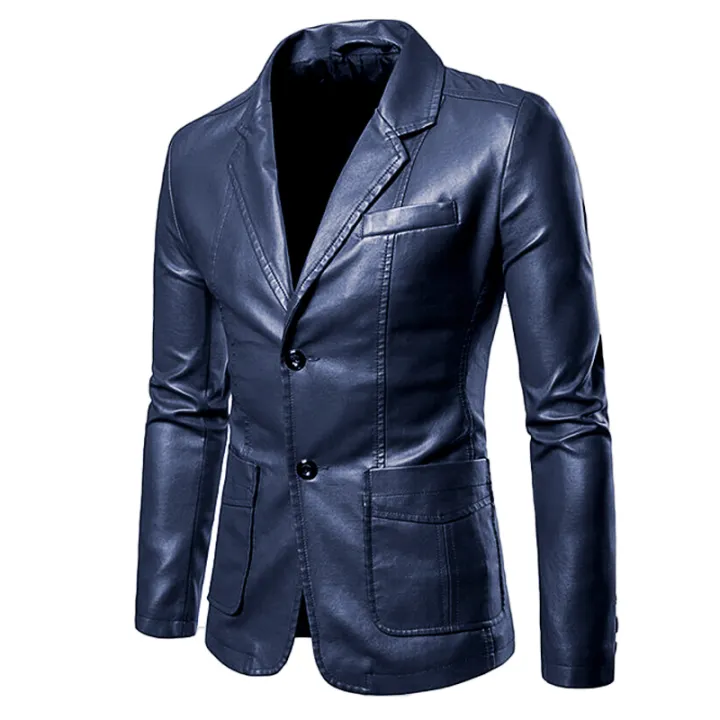 Black%20Single-button%20V-neck%20Blazer%20Jacket%20Men's%20Fashion%20Casual%20Coat%20PU%20Fabric%20Large%20Size%20M-5XL%20Outer%20Flap%20Pocket%20Decoration%20-%20Image%207
