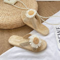 Sunflower sandals women's flat soles wear imitation straw travel holiday beach shoes summer new non-slip slippers women.