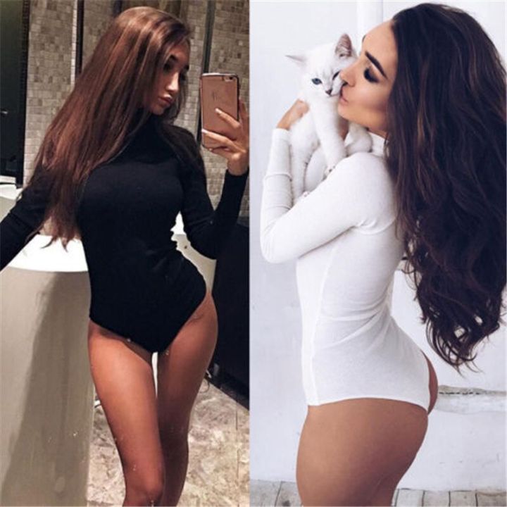 Fashion Women Spring Autumn Solid Color Slim Fit Bodysuit Long Sleeve Women's Leotard Tops Skinny Bodysuits
