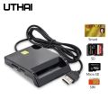 UTHAI X02 Bank Card ATM IC Card Tax Return Smart All-in-One USB 2.0 SIM SD TF Smart Card Reader for Windows 7 8 10 Linux OS. 
