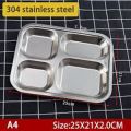 Stainless Steel Divided Plate - 4 Section - Serve Meals Conveniently With This Divided Plate - Featuring 4 Sections For Easy Meal Organization. 