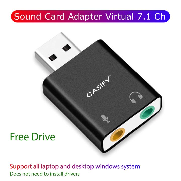 CASIFY Sound Card USB External Sound Card Audio Adapter 2 in 1 USB to 3.5mm Jack Audio Adapter Aluminum Stereo Sound Card for Windows Mac PS5 Nintendo Switch Linux PC Laptops Desktops