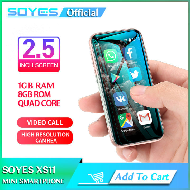 SOYES XS11 Android Mini Smart Phone 3D Glass Dual Sim 1GB RAM 8GB ROM Quad  Core 1000mAh 3G CDMA Play Store Cute Cell Phone