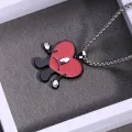Bad Bunny Bad Bunny Necklace Red Cartoon Love Red Long Titanium Steel Sweater Chain Does Not Fade Wholesale. 