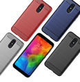 lthmy for LG Q7 plus Case Carbon Fiber TPU Soft Silicone Back Cover Armor Phone Case Casing.