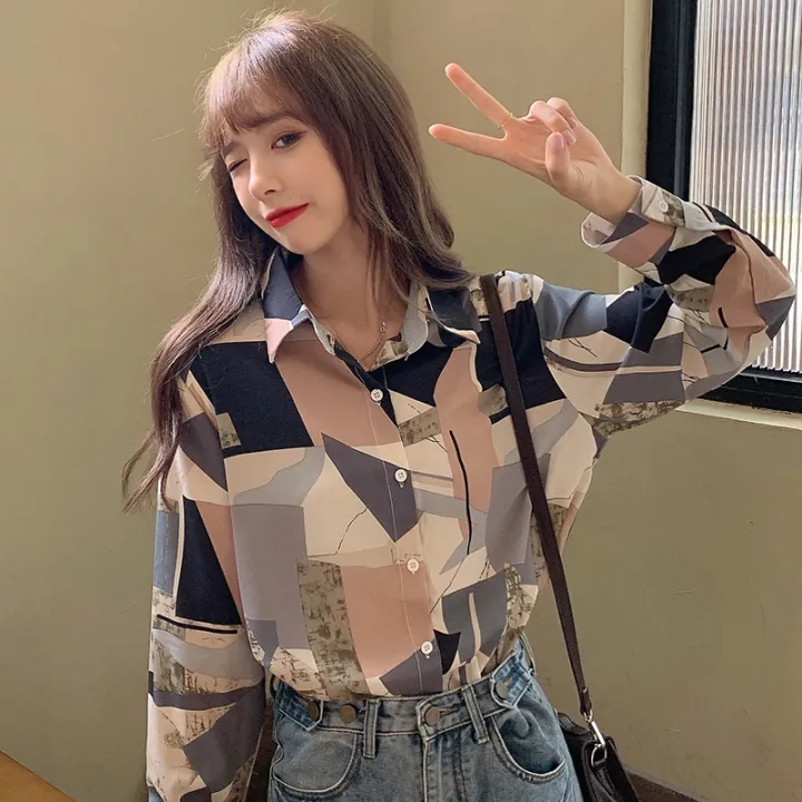 Hong%20Kong%20Style%20Long%20Sleeve%20Shirt%20Women's%20Spring%20and%20Autumn%20Korean%20Style%20Loose%20Design%20Retro%20Hong%20Kong%20Style%20French%20Sweet%20Gentle%20Shirt%20Fashion%20-%20Image%202