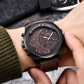 XINEW Sports Men Calendar Sub-dials Decor Leather Band Quartz Wrist Watch.