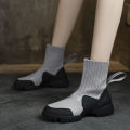 Stretch Socks Boots Female Summer2022Annual Popular Slip-on Thick Bottom Increased Lightweight Non-Slip Breathable High-Top Casual Shoes Women. 