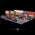1/64 Shop Model Diorama Kits, Diy Buildings Kits, Simulation, with Lights S Scale Scenery for Dollhouse Decor Architectural Building Scene Props. 