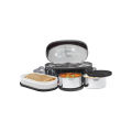 MILTON Executive Lunch Prime Box, 2 Inner Steel Round Containers 300ml Each and 1 Microwave Safe Oval Plastic Container, 450ml with Insulated Bag, Office Tiffin, Leakproof,.