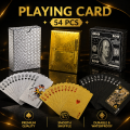 Gold Premium Poker Cards Waterproof PET Plastic – Luxury Foil Playing Cards Deck 54 Pcs Gold Silver Black Durable Flexible Tash Game Cards Gift. 