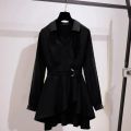M-4XL Women's Shirt Lapel V Neck Long Sleeves Irregular Hem Plus Size Waist Tight Adjustable Belt Pullover Shirt Female Clothing. 