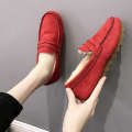 2022 Winter Bean Flat Cow Tendon Soft Bottom Plush Cotton Pregnant Women Lazy Mom Shoes.
