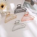 Women Girls Geometric Hair Claw Clamps Metal Hair Crab Moon Shape Hair Claw Clip Solid Color Hairpin Large Size Hair Accessories.
