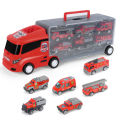 Large size kids storage container truck alloy glide car simulation fire truck engineering truck police car boy toys. 