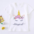 Fashion cute unicorn girl t shirt children Rainbow Horse cartoon kids T shirt Korean Harajuku design round neck baby boy t shirt. 