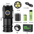 The new cross-border strong light long-beam flashlight is bright and mini portable small flashlight, outdoor multi-functional clamp cap lamp flashlight.