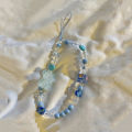 Creative Square Bear Beaded Short Lanyard Personality Phone Chain Layor. 