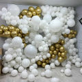 5/10/18inch Classic Matte White Latex Balloons Chrome Metallic Gold Balloon Arch Birthday Party Decor Baby Shower Wedding Globos. 