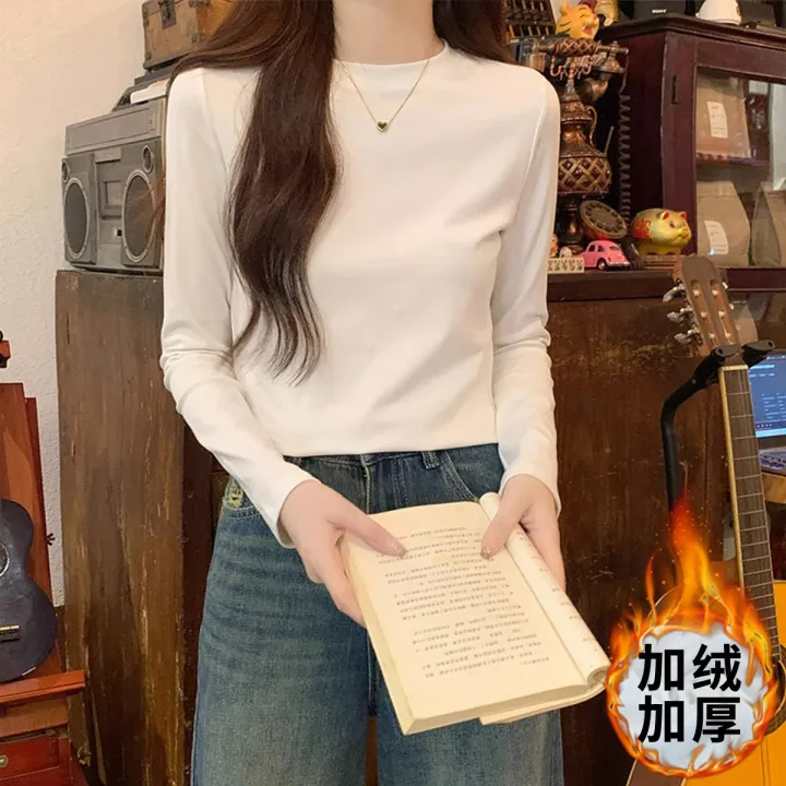 Women's%20cotton%20long-sleeved%20T-shirt%20elastic%20slim%20fit%20round%20neck%20tight%20inner%20wear%20simple%20all-match%20autumn%20and%20winter%20bottoming%20shirt%20top%20-%20Image%206