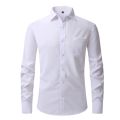 Men's Luxury Brand Business Shirts Royal Blue Elastic Social Long Sleeve Shirt Dress Button Breathable Formal Stretch Blouse.