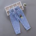 Spring Autumn New Girls High Waist Jeans Trousers Cotton Casual Baby Feet Pants Teenager Denim Boys Clothes.