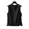 2024 New Minimalist Fashion Brand Summer Solid Round Neck Men's Tank Top Double Bonded Versatile Casual Loose Sleepless T-shirt.