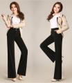 High waist women fashion office work pants plus size wide leg ladies formal trousers black red female wide leg pants.