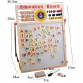 Education Board Double Sided Wooden Multi Purpose Magnetic White & Black Board For Kids. 
