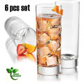Italian Style Long Drink Crystal Cut Glass Set of 6 – 300ml Transparent Water, Juice & Whisky Glasses | Elegant Glassware for Home & Gifts. 