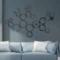 24pcs Hollow 3D Hexagonal Mirror Wall Sticker DIY Honeycomb Decoration Self Adhesive Paper Waterproof Home Living Room Bedroom.