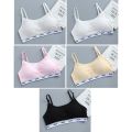 5 Color Teenage Girls Bra with Chest Pad Spaghetti Strap Cotton Bralettes for 8 9 10 11 12 13 14 15 16 17 Year Old Kid Underwear. 