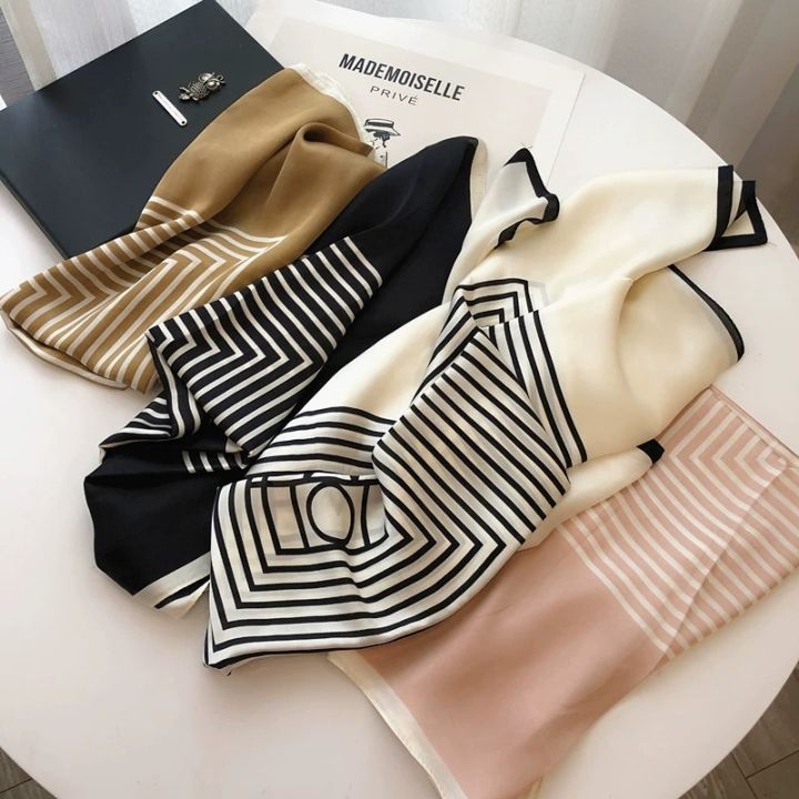 90cm Large Kerchief Silk-like Printed Satin Scarf Fashionable All-Match Scarf Scarf