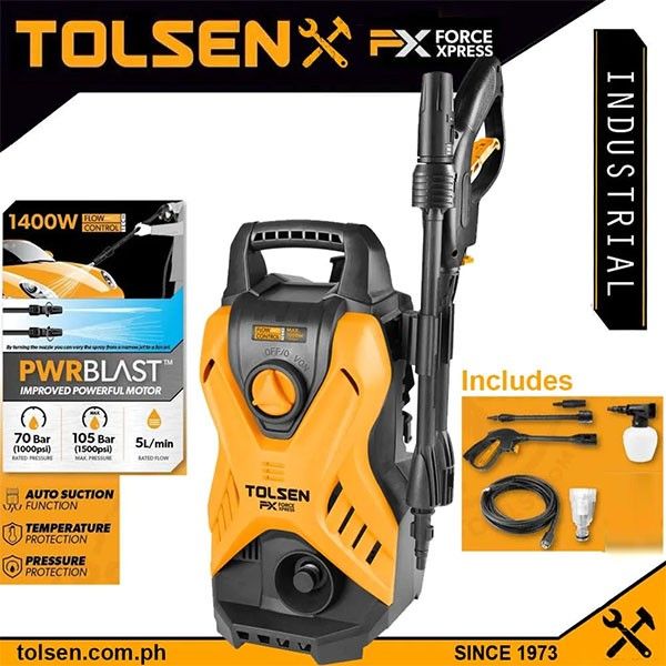 TOLSEN 1400W 105Bar High Pressure Washer Car Washer 1500PSI w/ Self Priming Function FX Series Model: 79588