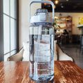 2L Water Bottle with Straw Female Jug Girls Portable Travel bottles Fitness Bike Cup Summer Cold Water Jug with Time Marker.