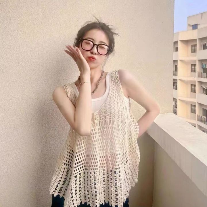 Women's%20Crocheted%20Hollow-out%20Knitted%20Vest%20Jacket%20Summer%20New%20Korean%20Style%20Retro%20Loose%20Sleeveless%20Sling%20Blouse%20-%20Image%207